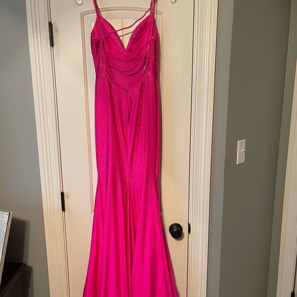 00 Sherri Hill #54228 Long Hot Pink Dress - Picture 4 of 4